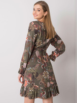 Khaki sukienka z dekoltem V Agnes OCH BELLA