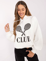 Biała ocieplana bluza z kapturem