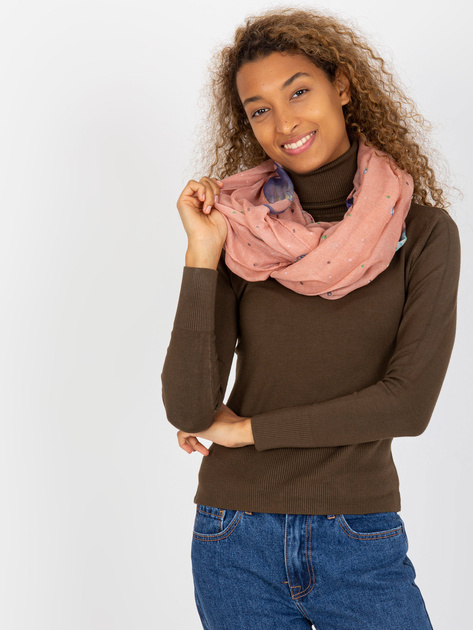 Hurt Jasnoróżowa damska chusta komin z nadrukiem