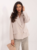 Light beige double-breasted short coat RUE PARIS.