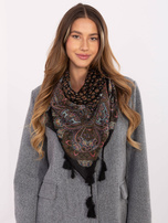 Czarna damska chusta z nadrukiem 