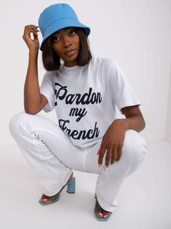 Biały t-shirt bawełniany z nadrukiem Jade
