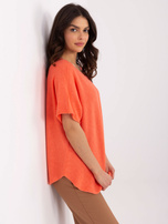 Hurt Pomarańczowy sweter oversize z krótkim rękawem