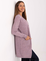 Ciemnoróżowy damski kardigan z kieszeniami 