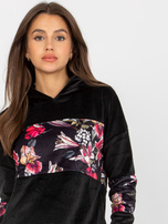 Hurtownia RUE PARIS Czarny dwuczęściowy komplet welurowy z bluzą