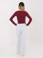 Szare dresowe spodnie cargo z prostą nogawką