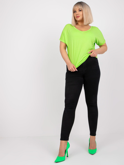 Fluo zielona luźna bluzka plus size Dina