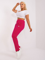 Hurt Fuksjowe spodnie dresowe basic plus size z bawełny