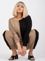 Ciemnobeżowo-czarny komplet dresowy plus size Amishi
