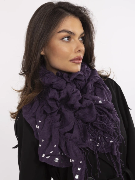 Dark purple women's scarf with appliqués.