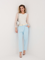 Jasnoniebieskie materiałowe spodnie z wysokim stanem