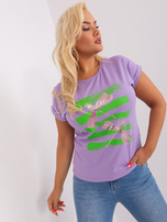 Hurt Jasnofioletowa bluzka plus size z nadrukiem 