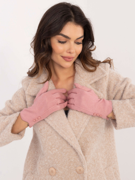 Hurt Jasnoróżowe dzianinowe rękawiczki damskie