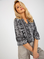 Hurt Czarna boho bluzka z nadrukiem z wiskozy SUBLEVEL