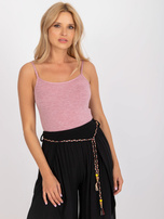 Różowy melanżowy top basic na ramiączkach