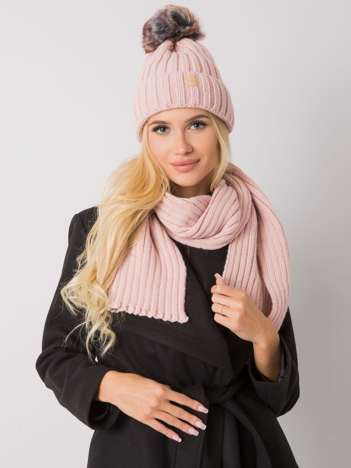 Heller rosa Winterset mit Mütze und Schal Rubby RUE PARIS.