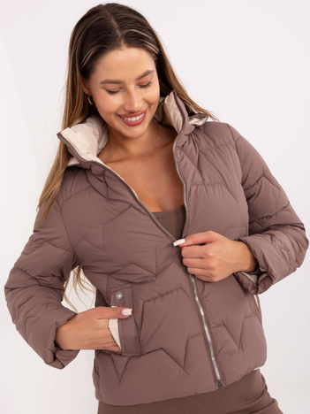 Brązowa przejściowa kurtka z kieszeniami