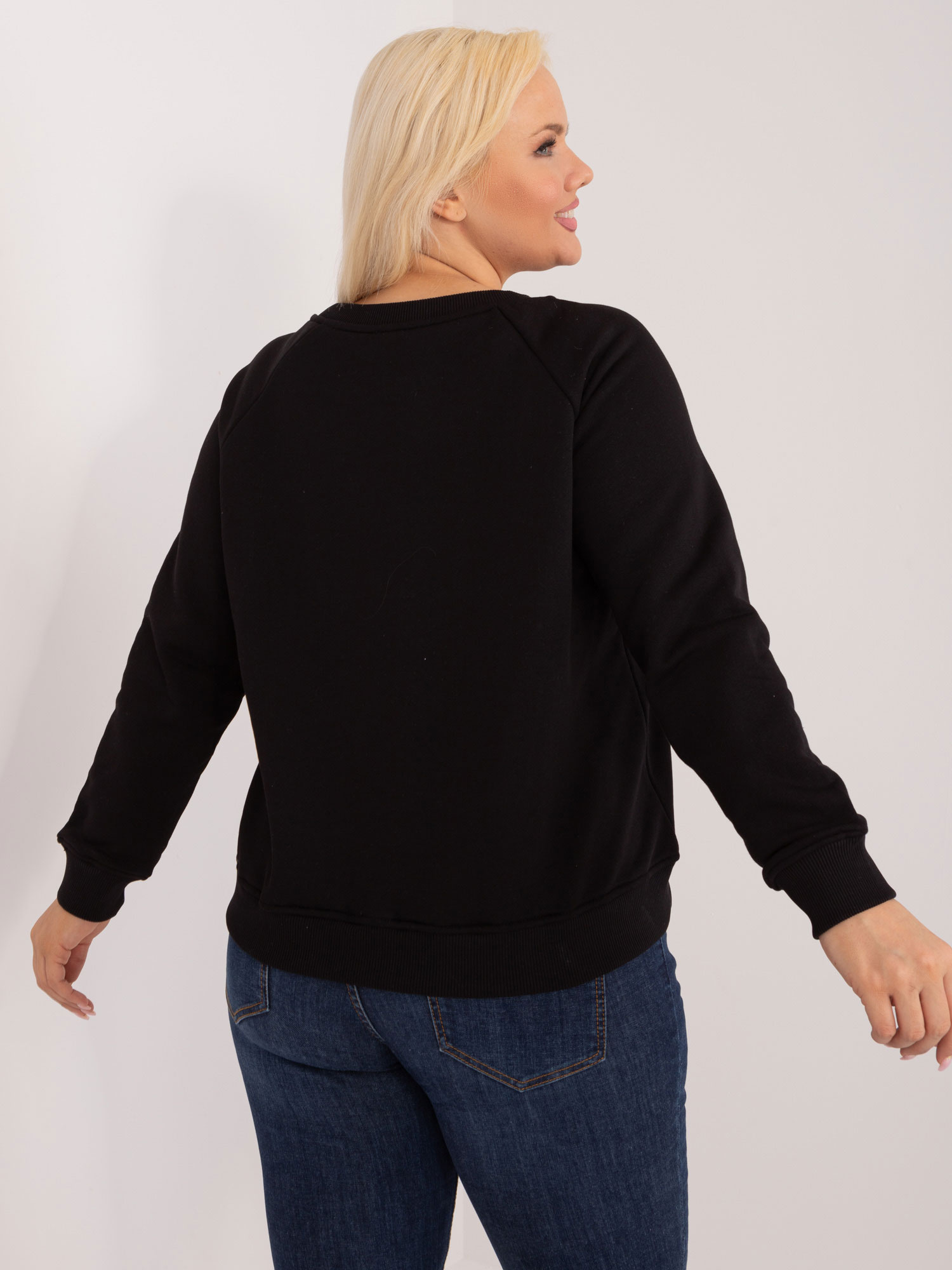 Černá mikina plus size z bavlny Donna.
