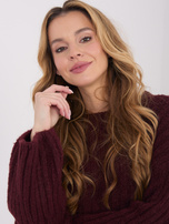 Burgundowy damski sweter z rękawem typu dzwon