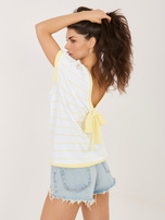 Jasnożółta bawełniana bluzka w paski