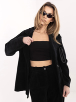 Czarna sztruksowa marynarka z imitacją kieszeni RUE PARIS