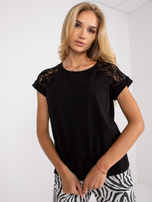 Czarna bluzka na co dzień z bawełny RUE PARIS