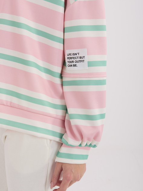 Jasnoróżowa damska bluza oversize w paski