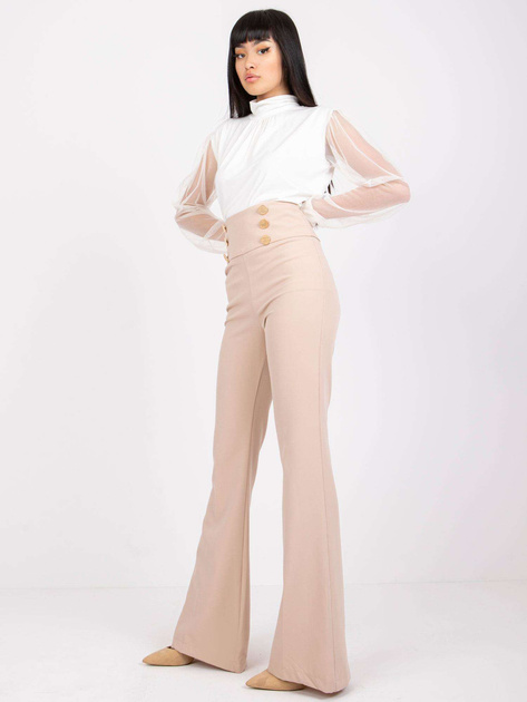 Beżowe eleganckie spodnie z kantami Salerno
