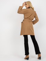 Hurt Camelowy cienki płaszcz z paskiem wiązanym OCH BELLA