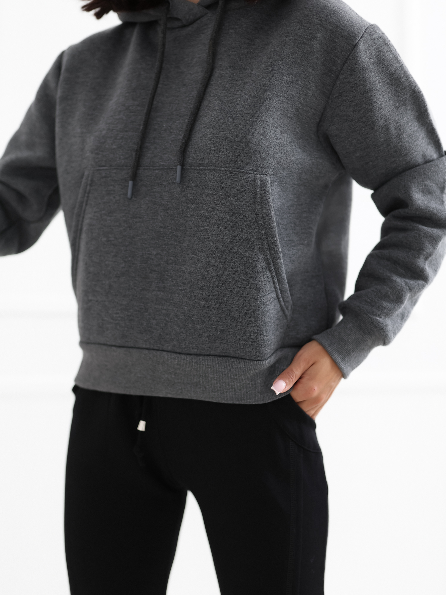 Hurt Ciemnoszara dresowa bluza basic kangurka RUE PARIS
