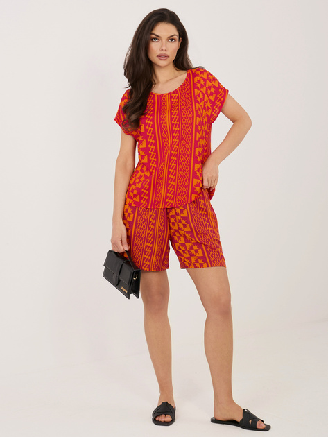 Pomarańczowa letnia bluzka we wzory SUBLEVEL