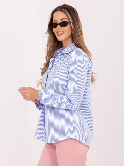 Niebieska damska koszula z kołnierzykiem
