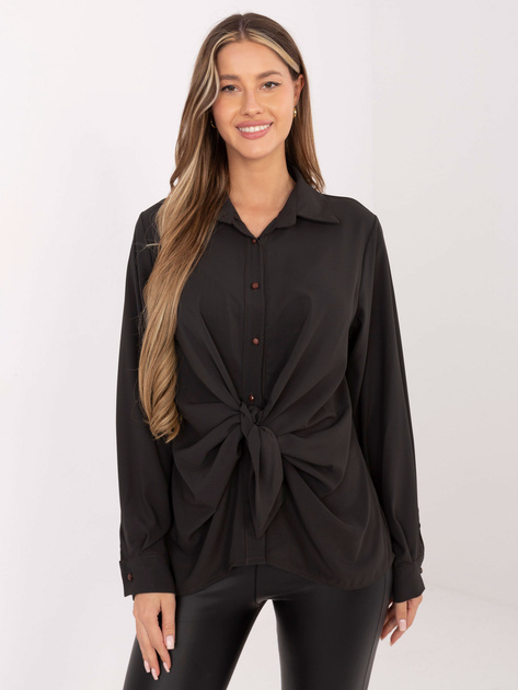 Czekoladowa koszula z wiązaniem z przodu