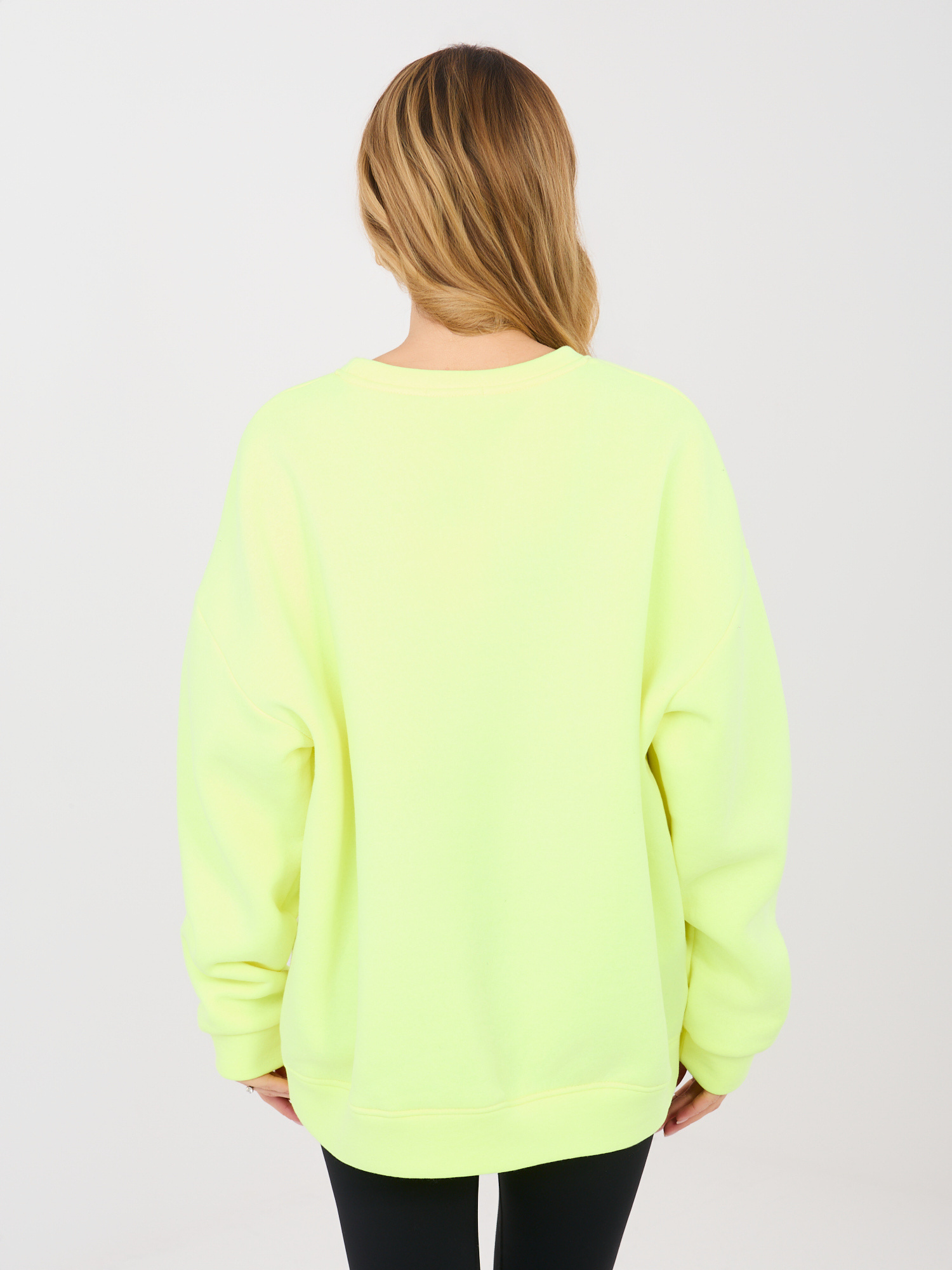 Fluo žlutá dámská oversized mikina s zateplením.