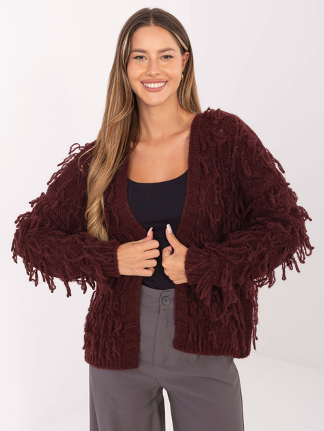 Bordowy kardigan w stylu boho RUE PARIS