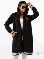 Črna dolga zip-up jopica z aplikacijo Lucia RUE PARIS.