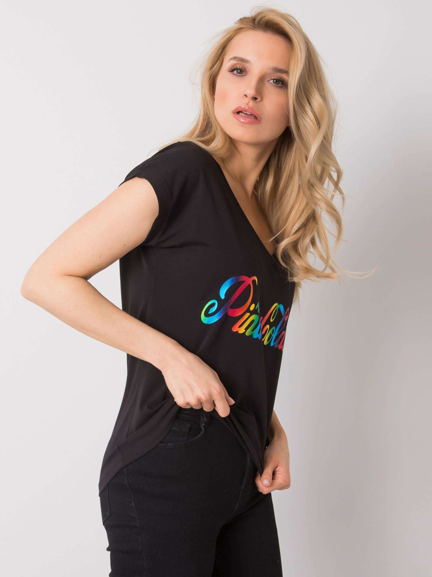 Czarny t-shirt z nadrukiem Hollis