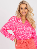 Różowa bluzka z dekoltem w serek Inesa