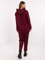 Burgundski ženski komplet z oversize bluzo.