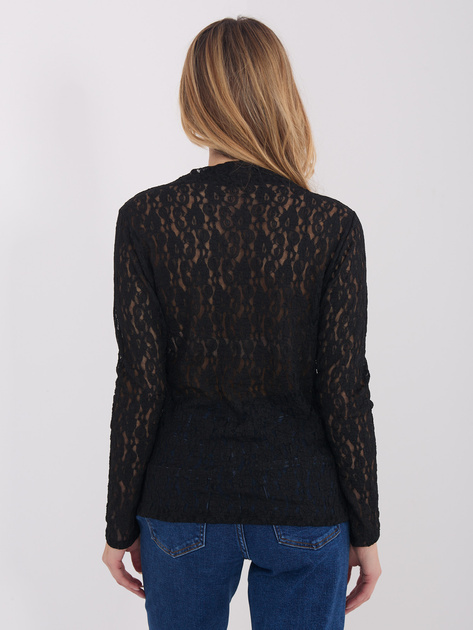 Czarna dopasowana bluzka z koronki