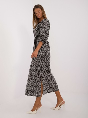 Hurt Czarna prosta sukienka koktajlowa z haftem