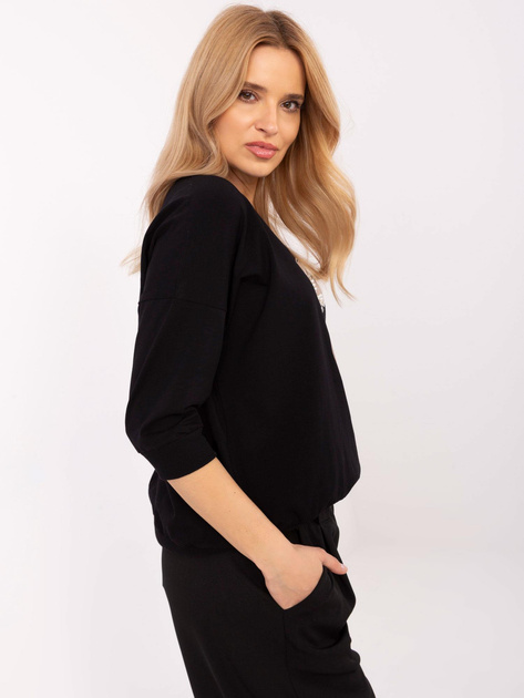 Hurt Czarna bawełniana bluzka damska z haftem