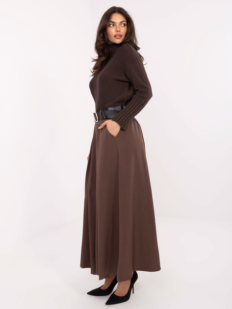 Brązowa długa spódnica z paskiem