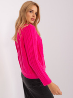 Hurt Ciemnoróżowy rozpinany sweter w warkocze