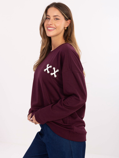 Burgundowa bluza oversize bez kaptura