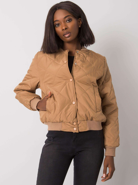 Ciemnobeżowa pikowana kurtka bomberka Sherise