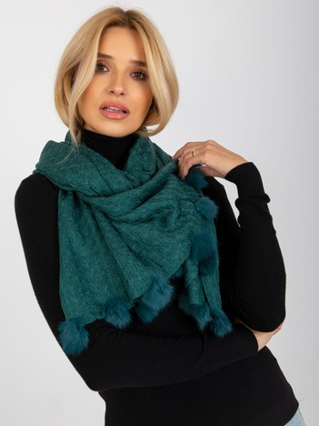 Hurtownia Morski ażurowy szal z pomponami
