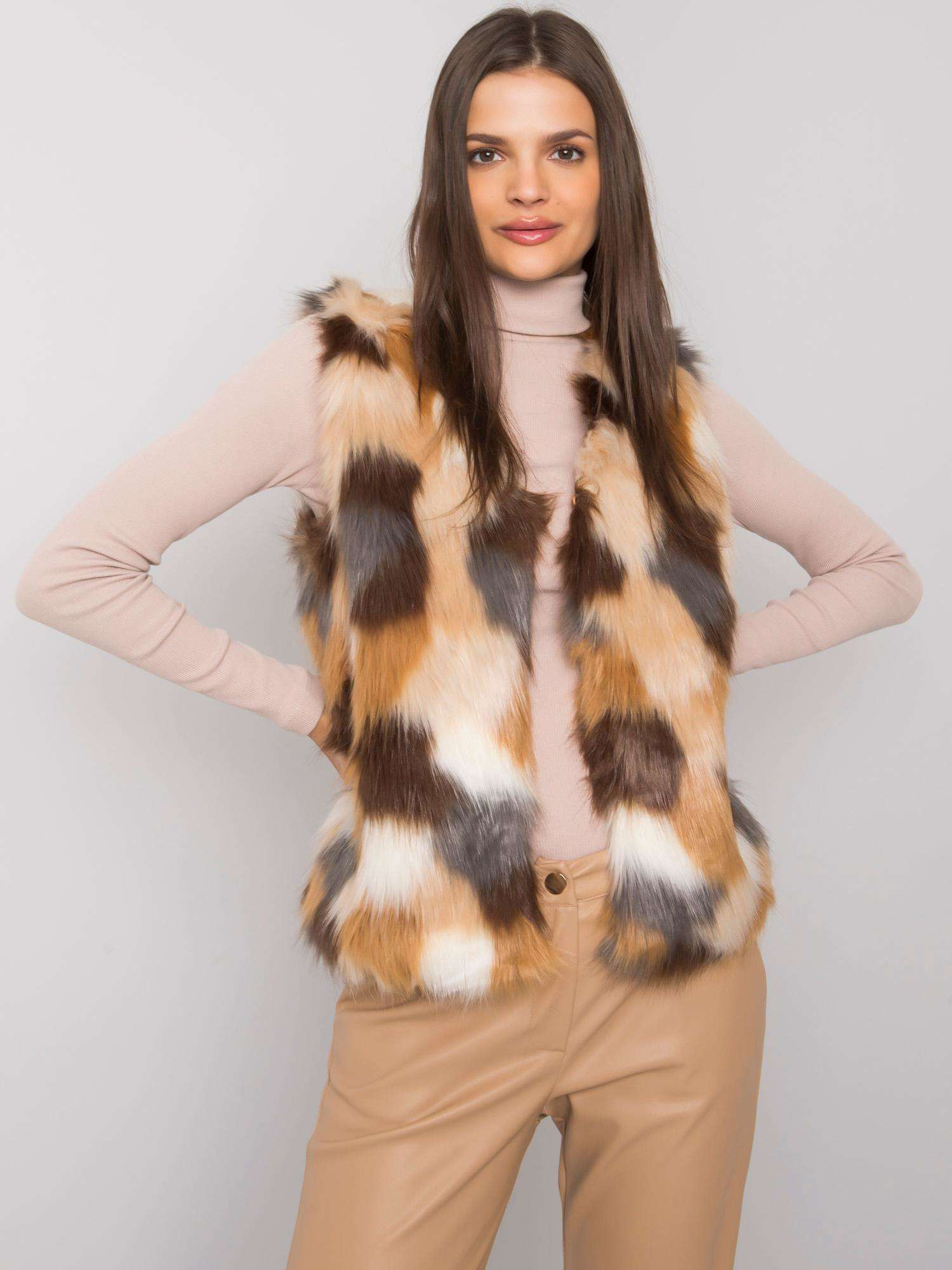 Dillie Beige Faux Fur Vest