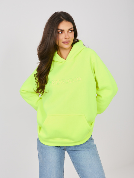 Fluo żółta ocieplana bluza oversize z kapturem RUE PARIS