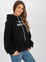 Hurtownia Czarna oversize bluza z kapturem i napisem